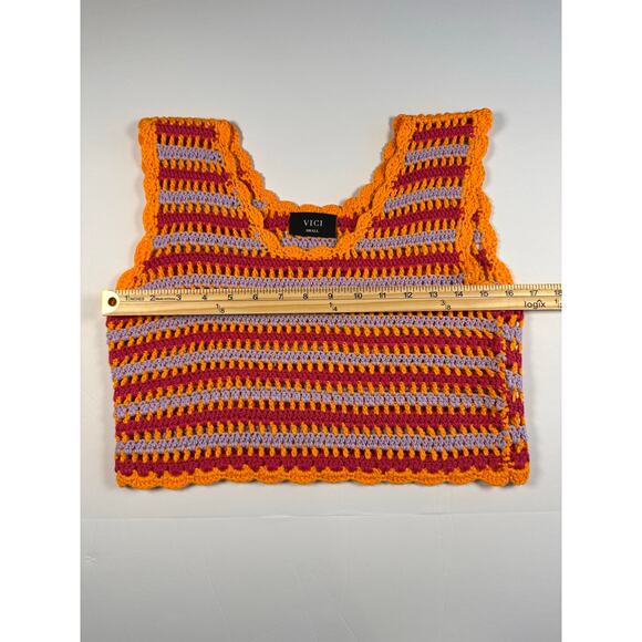 NWOT VICI Mirena Crochet Crop Cover Up Top Size S Festival Boho Indie Resortwear - Picture 3 of 7